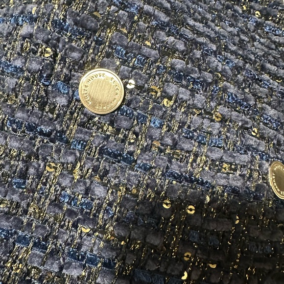 White House Black Market Blue Shimmer Tweed Moto Jacket 4 - Picture 11 of 13